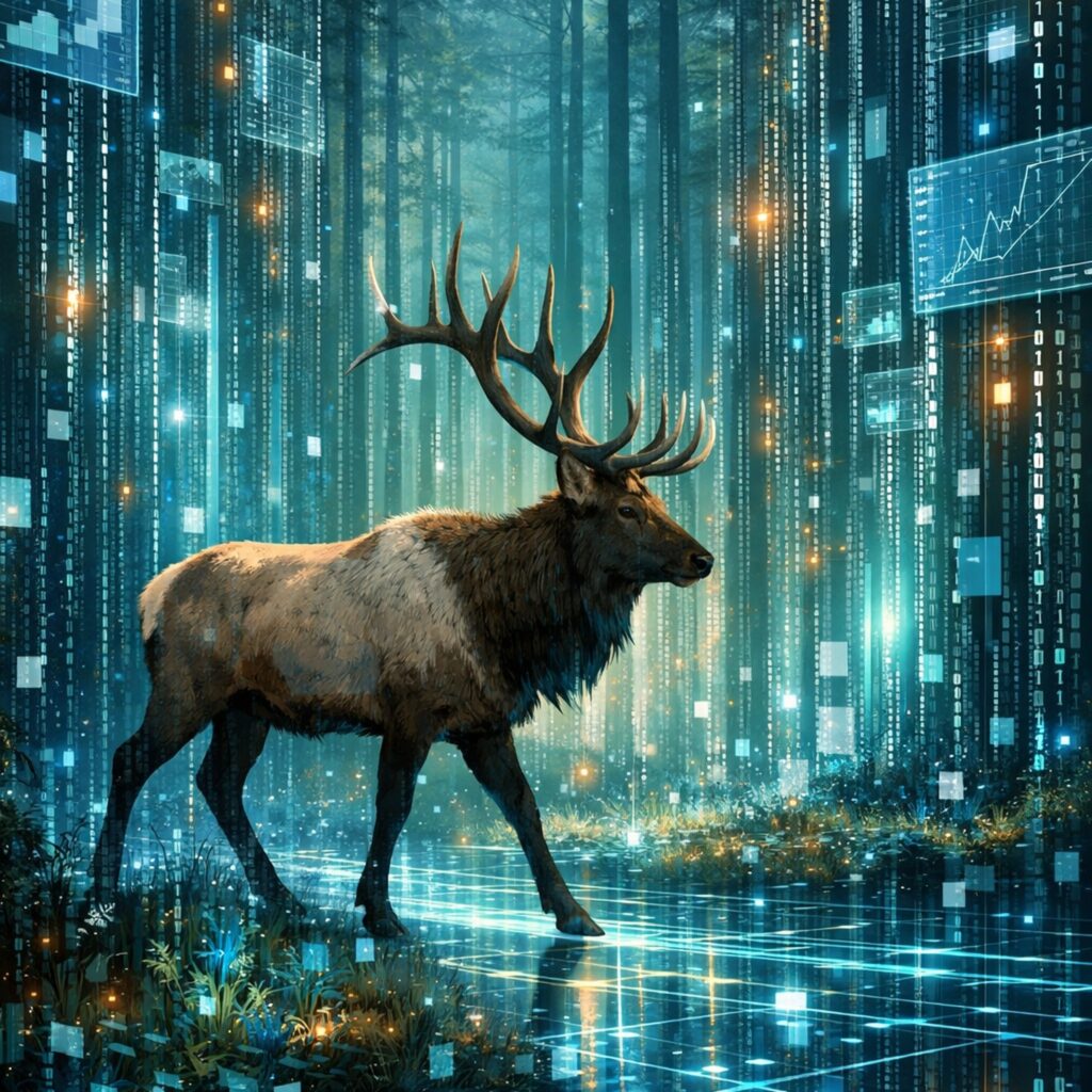 un elk dans une forêt de données